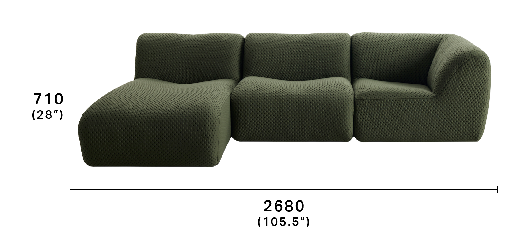 1977 3 Module Sofa with Chaise