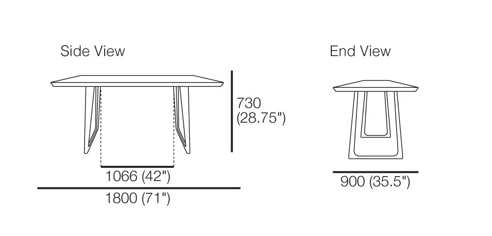 Canyon Rectangle Dining Table 1800